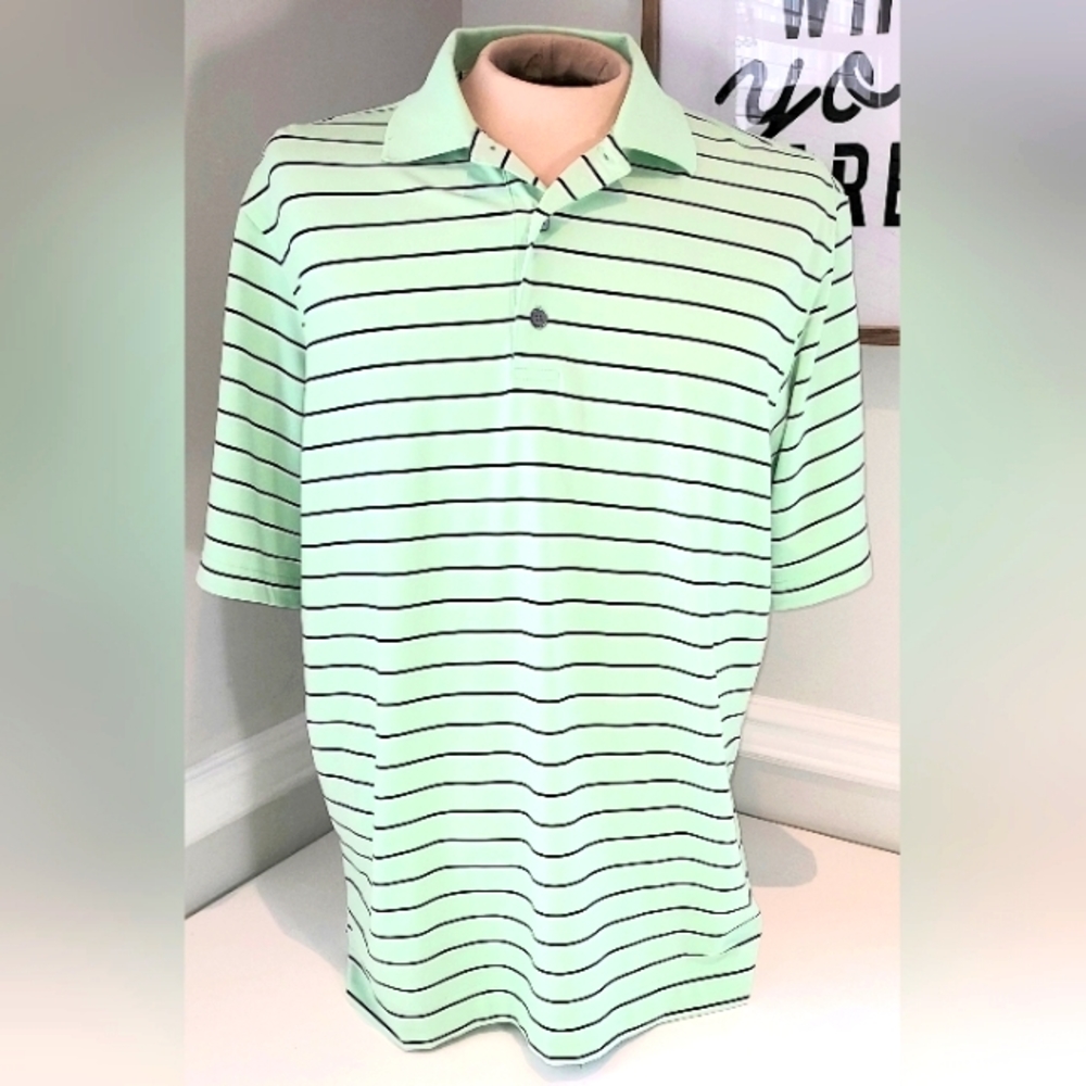 Fj Collared Partial Button Down Green/White/Black… - image 1